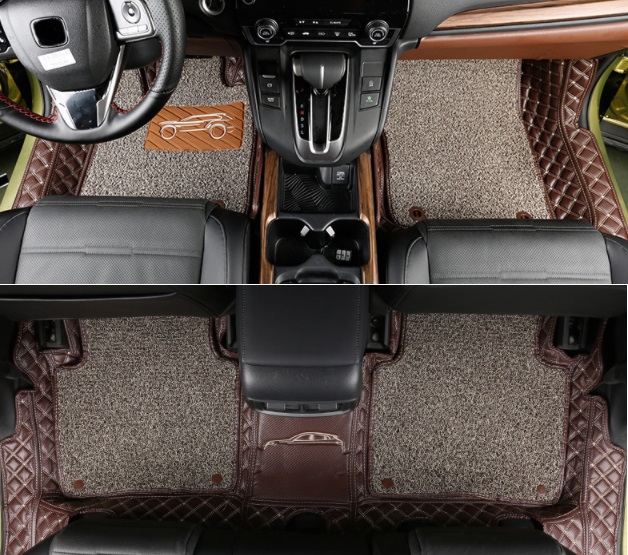 Коврики в салон (полиуретан, коричневые с петлями) Honda CRV 2020-