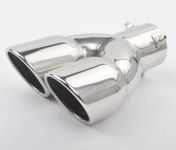 Насадка двойная на выхлопную трубу (обожженый металл, хром) для Geely Atlas 2018 -