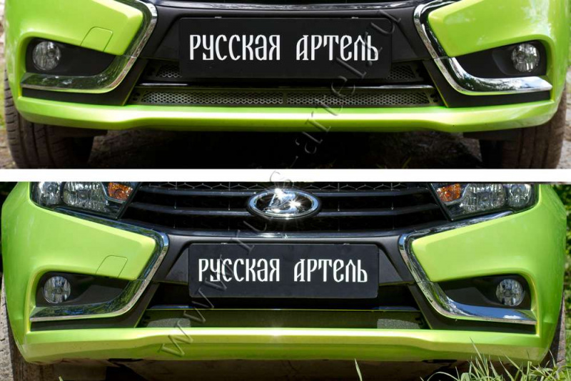 

Защитная сетка и заглушка решетки переднего бампера Русская Артель Lada (ВАЗ) Vesta 2015-, Шагрень, Vesta