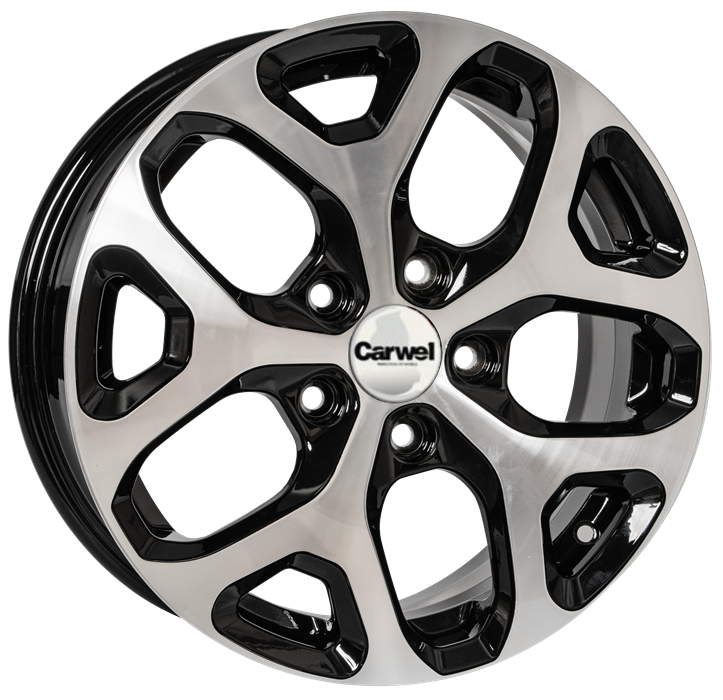 

Диск колесный Carwel Аль 174 6,5xR16 5x114,3 ET45 ЦО60,1 черный с полированной лицевой частью 36581