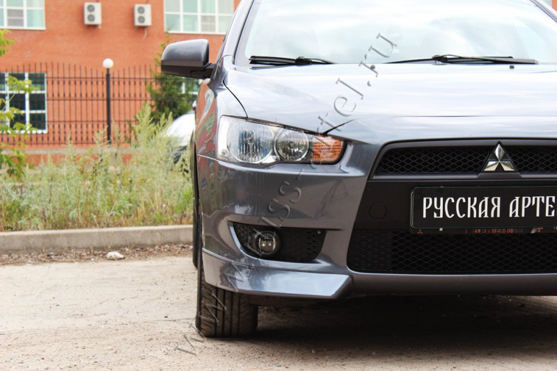 

Накладка на передний бампер клыки Русская Артель Mitsubishi Lancer X 2007-2010, Глянец (под покраску), Lancer