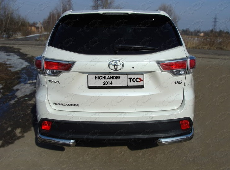 

Защита задняя (уголки овальные) 75х42 мм Компания ТСС TOYHIGHL14-18 Toyota Highlander 2014 - 2016, Highlander