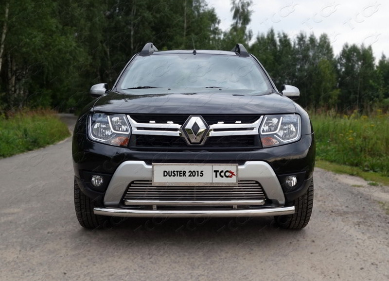 

Защита передняя нижняя (двойная) 60,3/42,4 мм Компания ТСС RENDUST15-03 Renault Duster 2015-, Duster