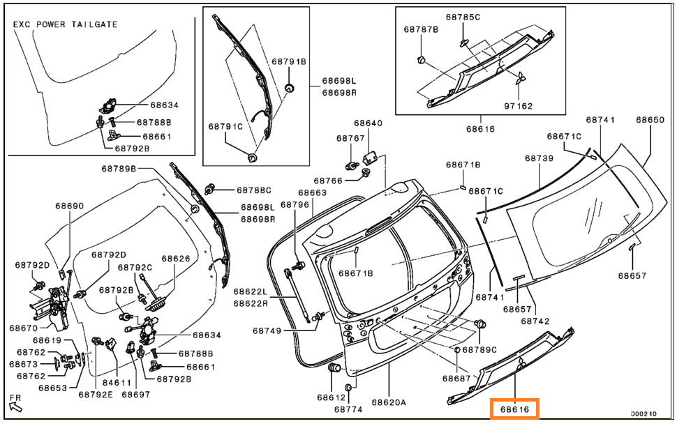 

Накладка на дверь багажника MITSUBISHI 5817A265WC, Outlander