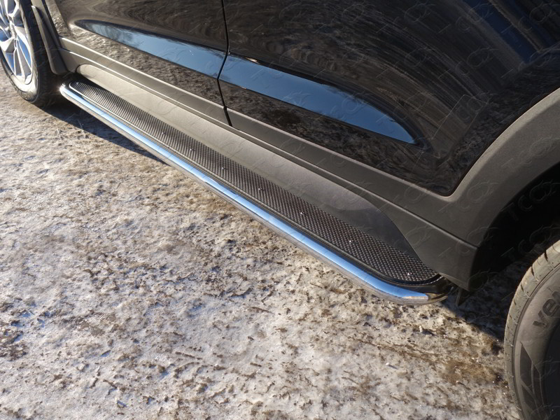 

Боковые подножки, пороги (диаметр 42 мм, лист нержавеющий) TCC HYUNTUC15-05 для Hyundai Tucson (2015 - по н.в. ), Tucson