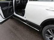 Пороги овальные с накладкой 75х42 мм ТСС TOYRAV15-12 для Toyota RAV4 2015-
